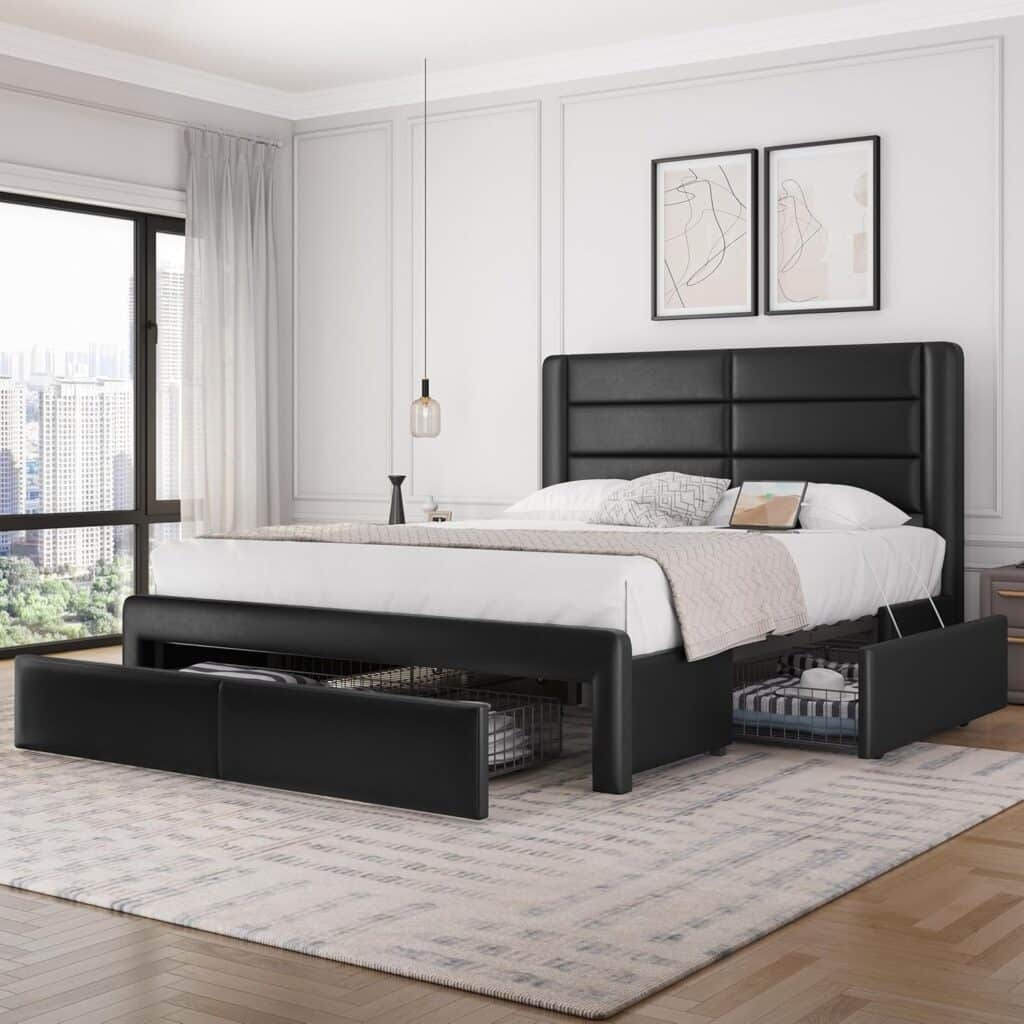 Yaheetech Queen Size Upholstered Platform Bed Frame